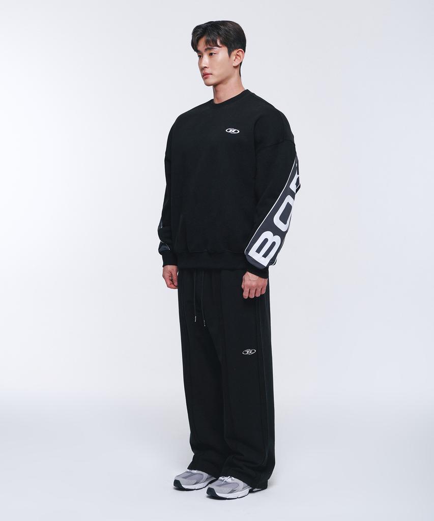 BORN TO WIN Nylon Mix Bold Sweatshirts [Black]