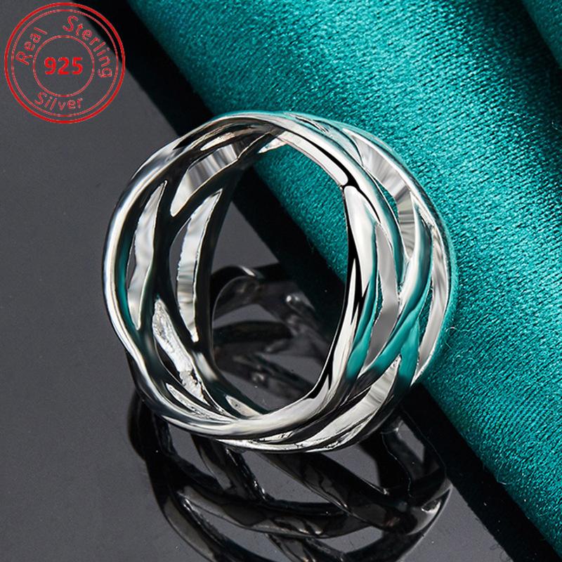 S925 Sterling Silber verschlungener Ring Retro ethnischer Stil Geeignet für den täglichen Gebrauch Valentinstags- und Muttertagsgeschenke