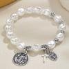 1 ethnic style cross pendant, Jesus pendant, imitation pearl, men's and women's tassel bracelet