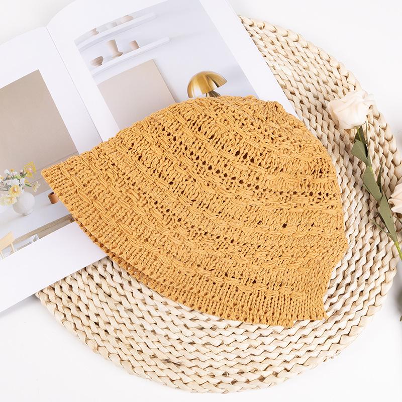 Hohler atmungsaktiver gestrickter gewebter Fischerhut Damen Frühling Sommer Sonnenhut Damen Senior Sense Beckenhut 2025 Fischerhut