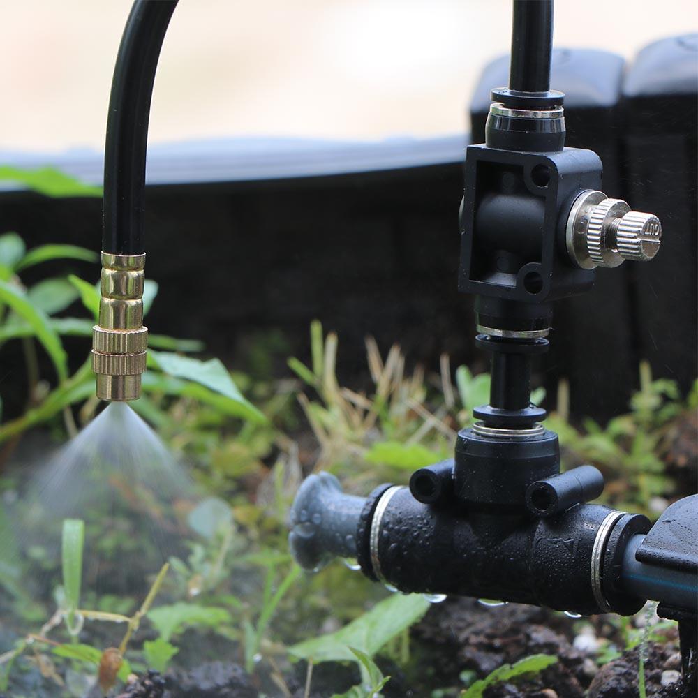 3/8" 360° Bend Misting Nozzles with Throttle Valve Control Flow Adjustable Atomizer Sprayer for 12mm PE Tubing Garden Irrigation