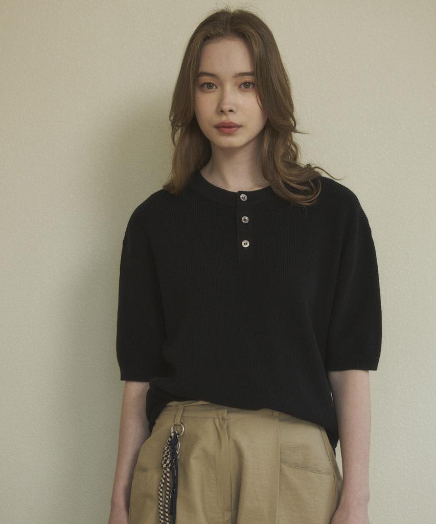 Wednesday Oasis For Woman W/ Cool Washable Henley Neck Half Knit (4 Colors)