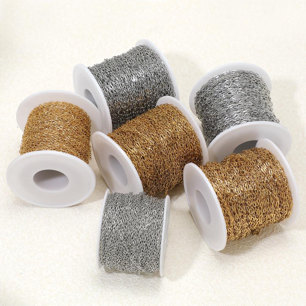 2 Meters Stainless Steel 2mm Width O Link Rolo Cable Chains for DIY Jewelry Making Bracelets Supplies Necklace Earrings Findings