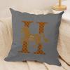 Classic Horse H Cross Leather Cushion Cover Soft Plush Fabric DoubleSided Printed Sofa Cushion Cover for All Seasons Home Decor