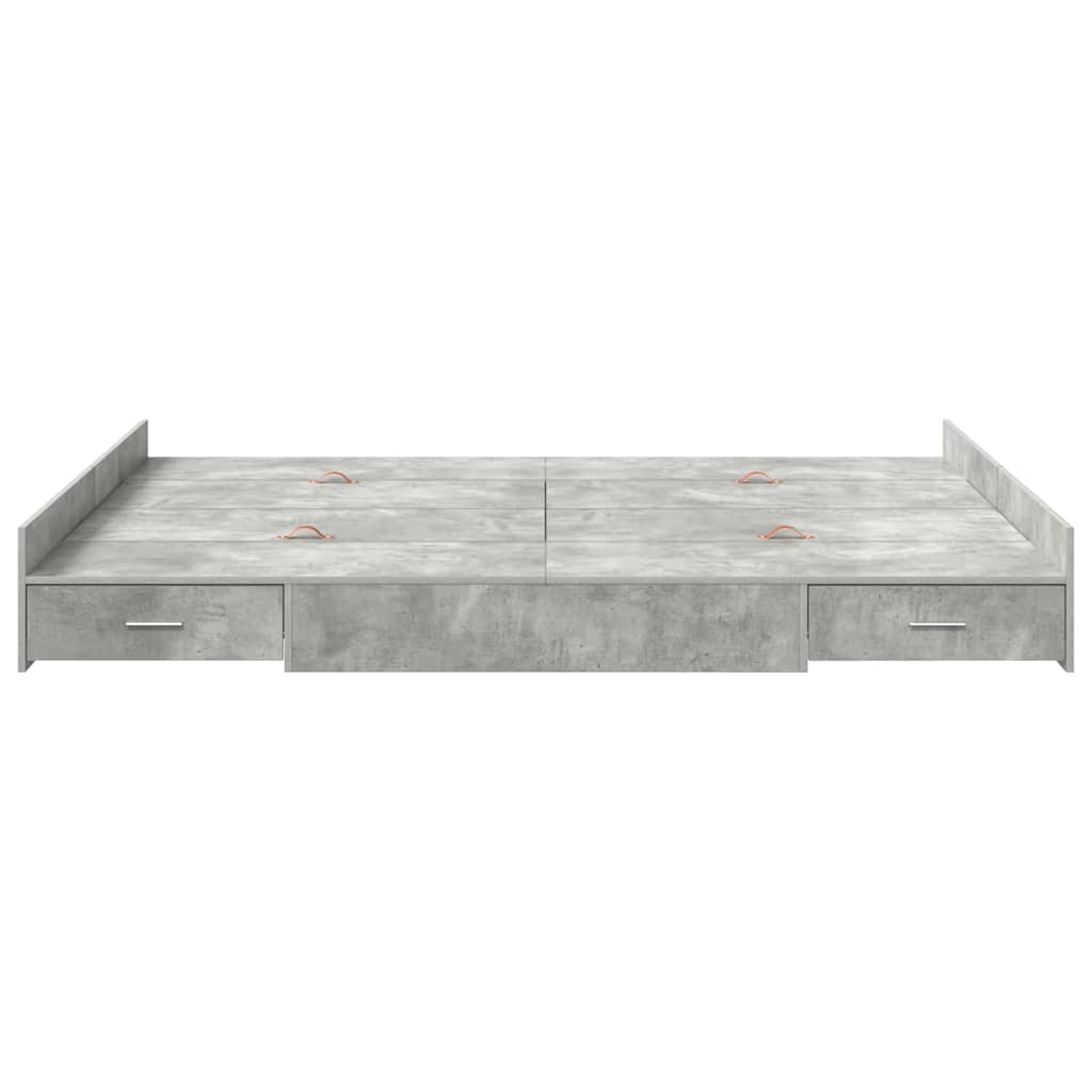 Storage Bed Frame Concrete Grey 135 x 190 cm Particleboard