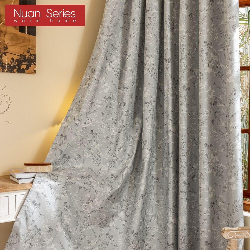 1PC Nuan Series Fashionable and Minimalist Grey Printed Curtains with Full Blackout Curtains for Bedroom Living Room Balcony Window for Home Decor