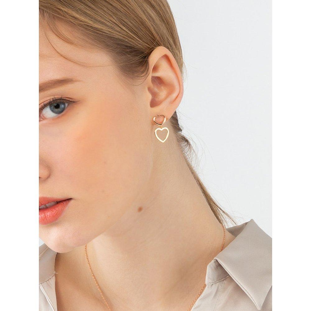 14K Lovely Two Heart Earrings (Gold Filled) C24Egf102