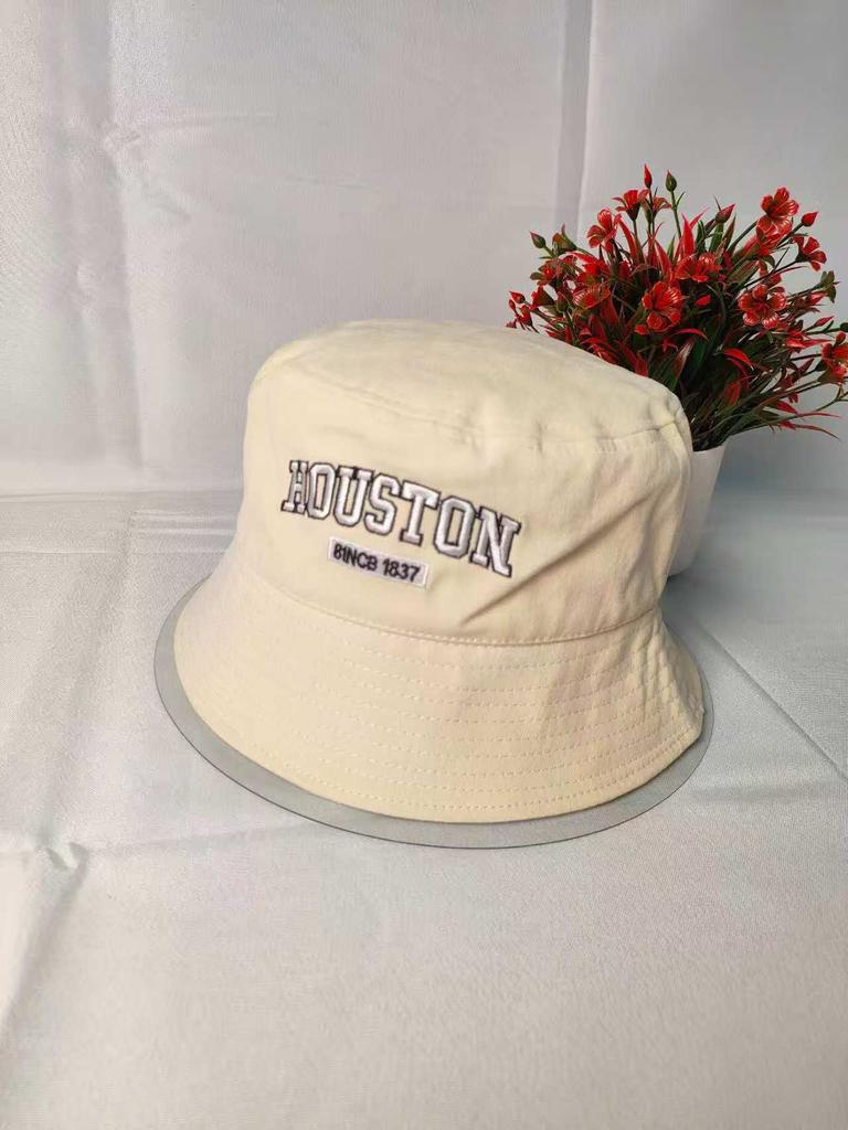Letter embroidered bucket hat cotton hat men's and women's outdoor fashion casual versatile sunscreen visor trendy brand