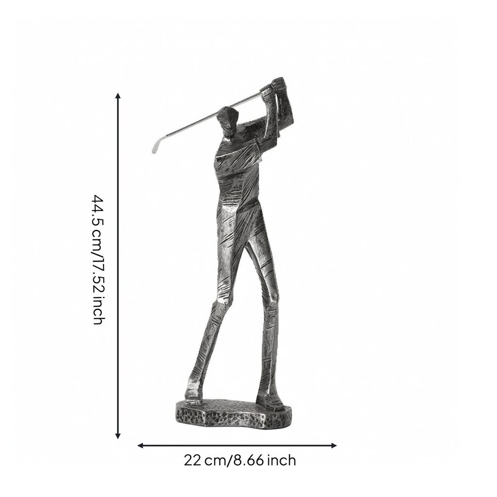 Golfer Statue with Golf Club Silver-Gray Sculpture Stylish for Desk