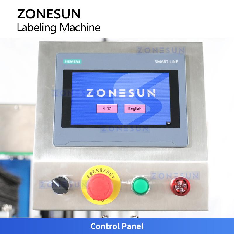 ZONESUN ZS-TB300N Automatic Round Flat Bottle Labeler Single Double Side Labeling Wrap Around Labeler for Juice Beverage