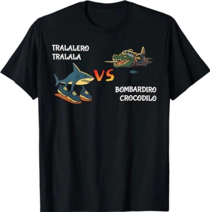 Tralalero Tralala Brainrot Meme Bombardino Crocodilo Italian T-Shirt 4XL
