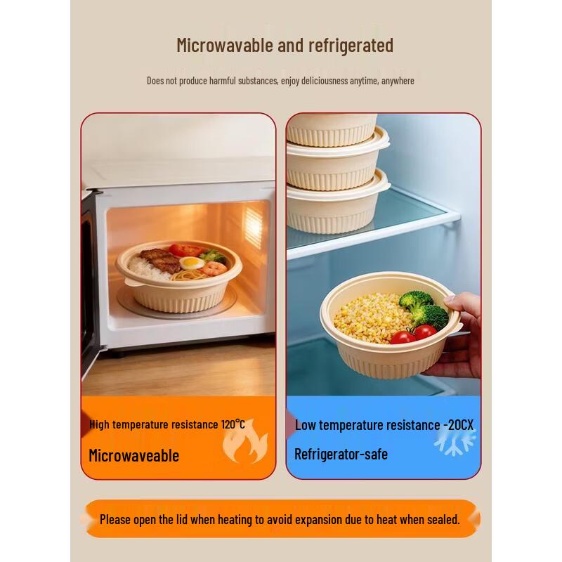 HANDUNYOU Disposable Divided Corn Starch Lunch Box