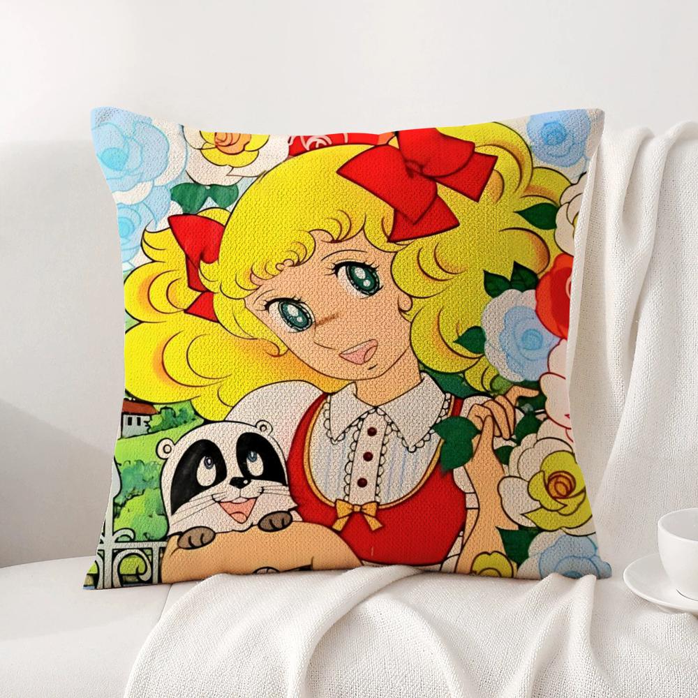Anime C-Candy Candy Cushion Cover Summer Coolness Linen Fabric Double-Sided Printing Pillow Case Sofa Home Decor Gift