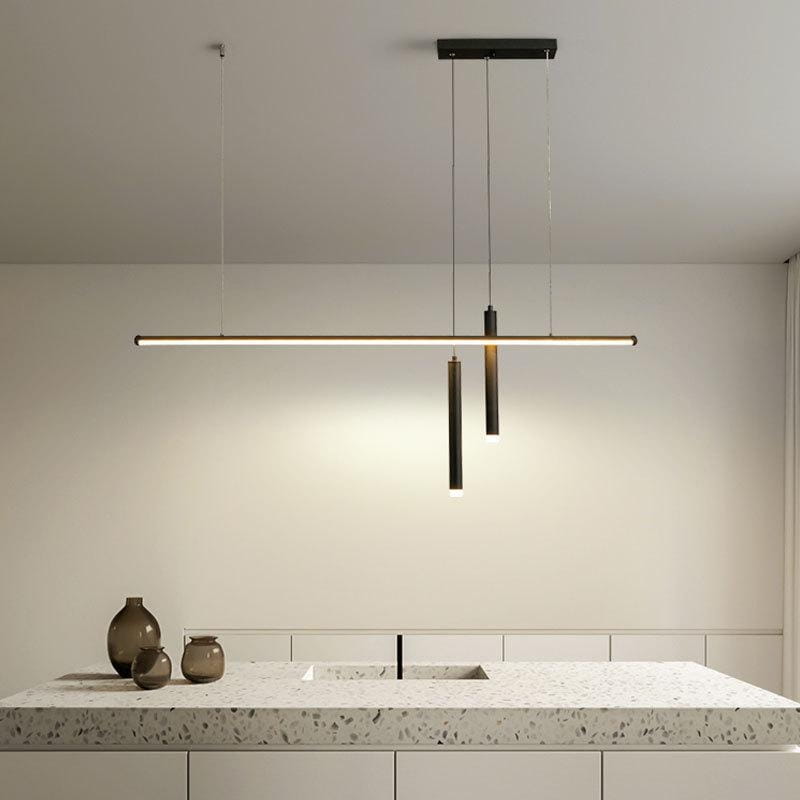 Linet - Modern LED Linear Pendant Lamp 120 cm Black for above the table