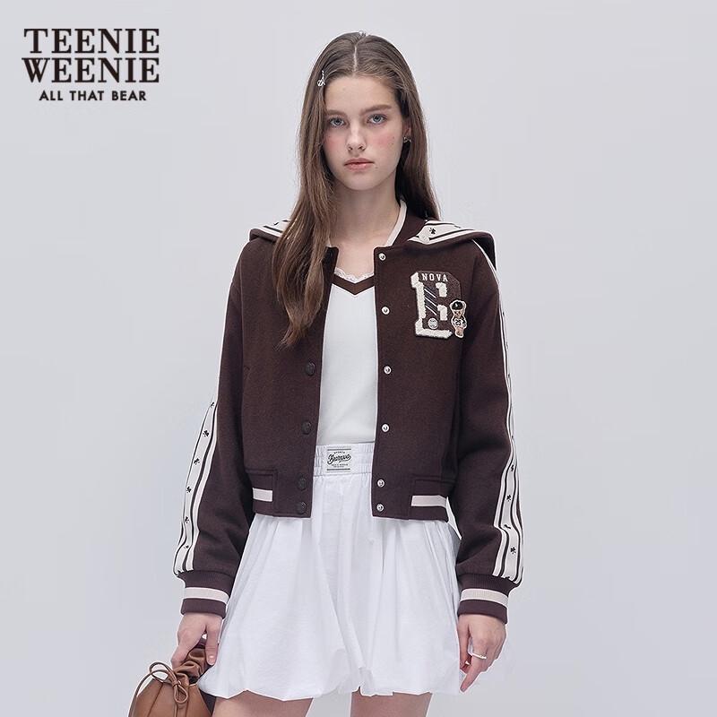 Teenie Weenie Women's Sailor Collar Two-Way Wool Baseball Jacket