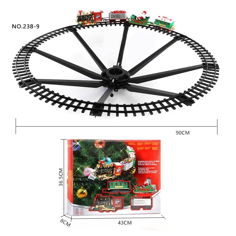 Mini Christmas Tree Train Set - Electric Locomotive With Lights & Sounds For Toddlers, Complete Track & Carriages Holiday Decor