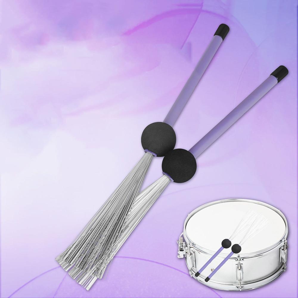 2PCS Rubber+Metal Drum Brushes Purple Color Drumstick Brushes  For Percussion Instruments