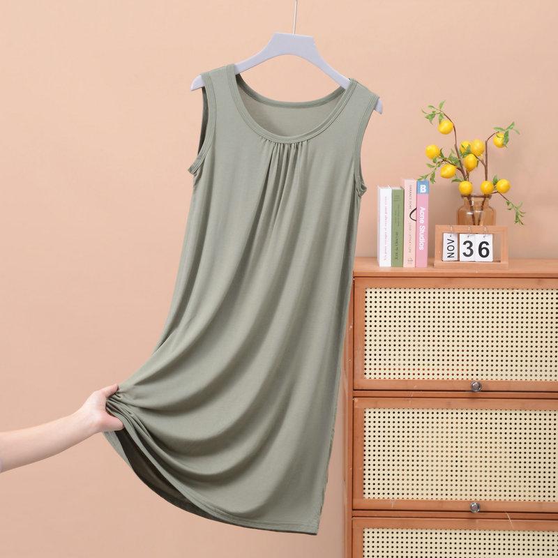 Pajama Women's Summer Sleeveless Vest Pajama Skirt, New Loose Large Size Suspender Skirt Spring and Summer