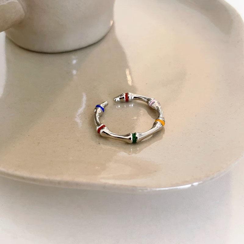 Retro Colorful Bamboo Star Adjustable Women s Ring - Unique Design