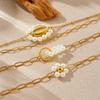 Gold Tone Paperclip Chain Bracelet with Pearl Flower Charm