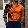 Digital bedrucktes Herren-Langarm-Revershemd, durchgehend offener Kragen, lässig und bequem, modisch und trendig, Streetwear Outdoor