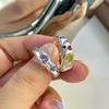 JWER Luxury Colorful Zircon Heart-Shaped Adjustable Ring for Women Retro Index Finger Elegent Crystal Ring Party Jewelry Gifts