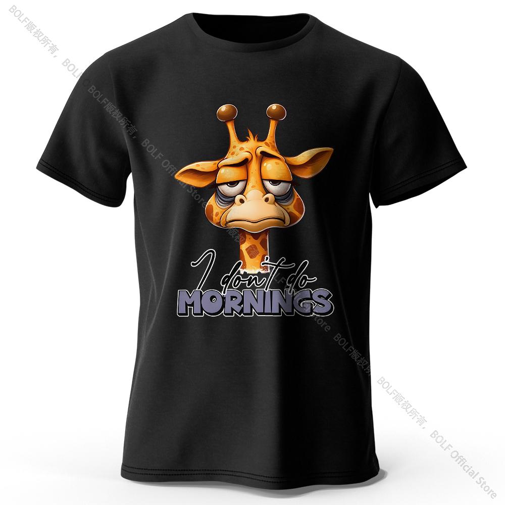 Summer Round Neck 3D Cartoon Giraffe Printed Top Fashionable Casual Short Sleeved Children's Boy T-shirts