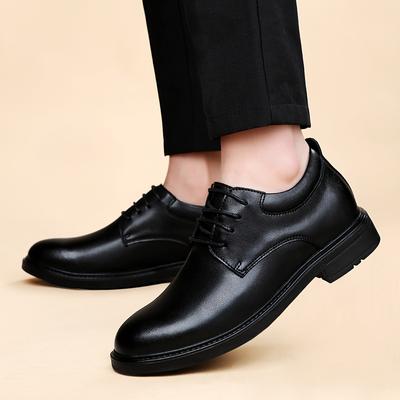 FashionHigh Quality Men's Comfortable 6-8cm Business Casual Leather Shoes Spring New Brand Fashion Lace Up Gentlemen's Banquet Shoes