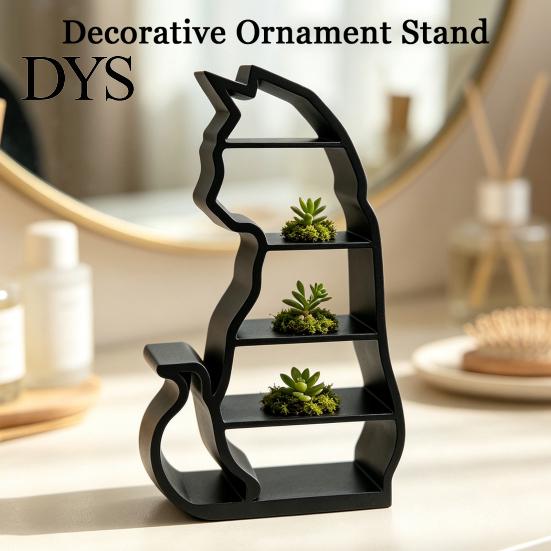 Decorative Ornament Stand Miniature Figurine Cat Storage Rack, Shaped Mini Desk Organizer Shelf Display Shelf, Multi-Tier Rack for Dollhouse