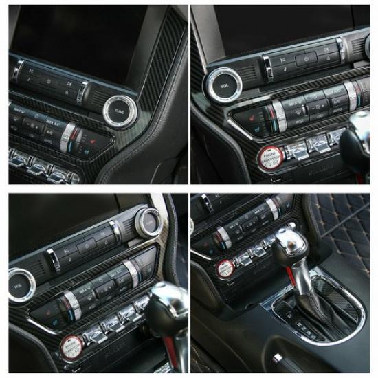 Center Console Navigation Panel Cover Trim for Ford Mustang 2015+ Carbon Fiber