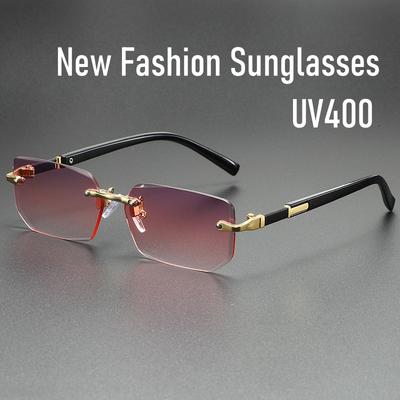 Unisex Módne UV400 Slnečné okuliare Muži Ženy Trendy Retro Obdĺžnikové Slnečné okuliare Očné doplnky Klasické Ultraľahké Bezrámové Slnečné clony
