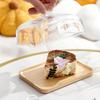 Wooden Square Cake Tray Bamboo and Glass Butter Dish Snack Display Tray Dessert Table Decoration with Glass Cover