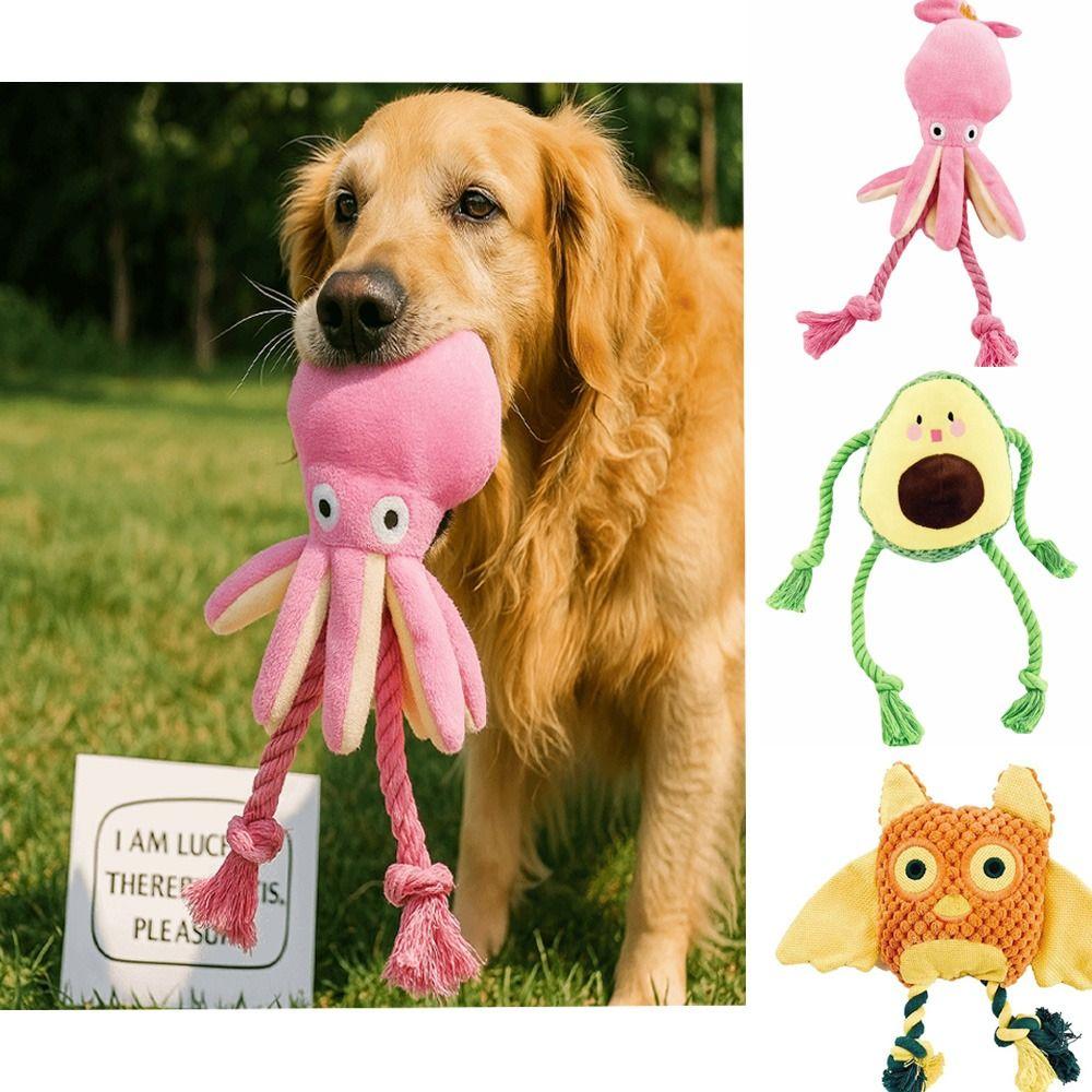 Teeth Cleaning Interactive Plush Chew Toys Sounding Cotton Rope Corn Kernel Plush Toy Chew Resistant Pet Plush Toy for Dogs Cats