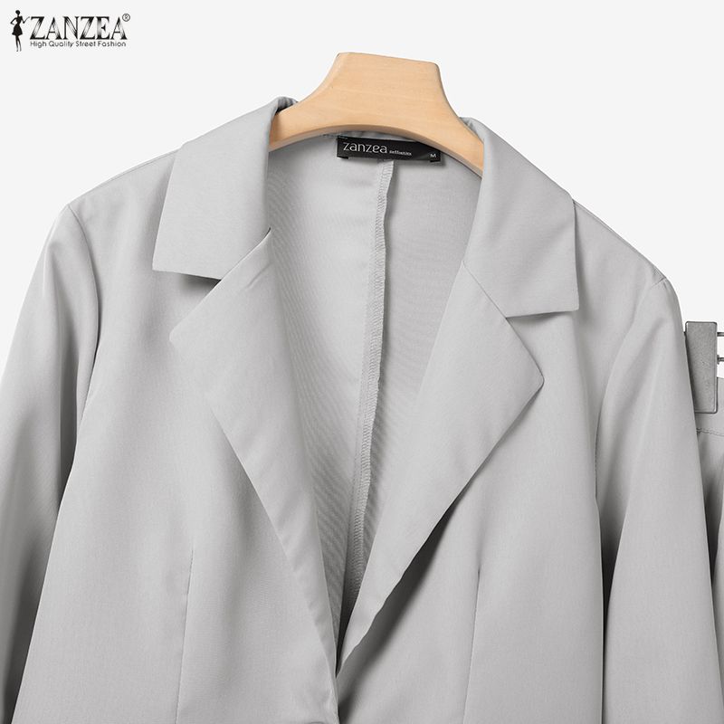 ZANZEA Women Long Sleeve Cardigan Blazer and Pants Casual Two Piece Suit Sets