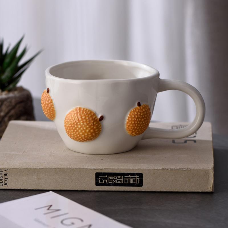 

Cartoon Fruit Cup Ceramic Mugs Engraved Cherry Three-dimensional Fruit Cup Mugs Coffee Cups Breakfast Afternoon Tea 301-400ml
