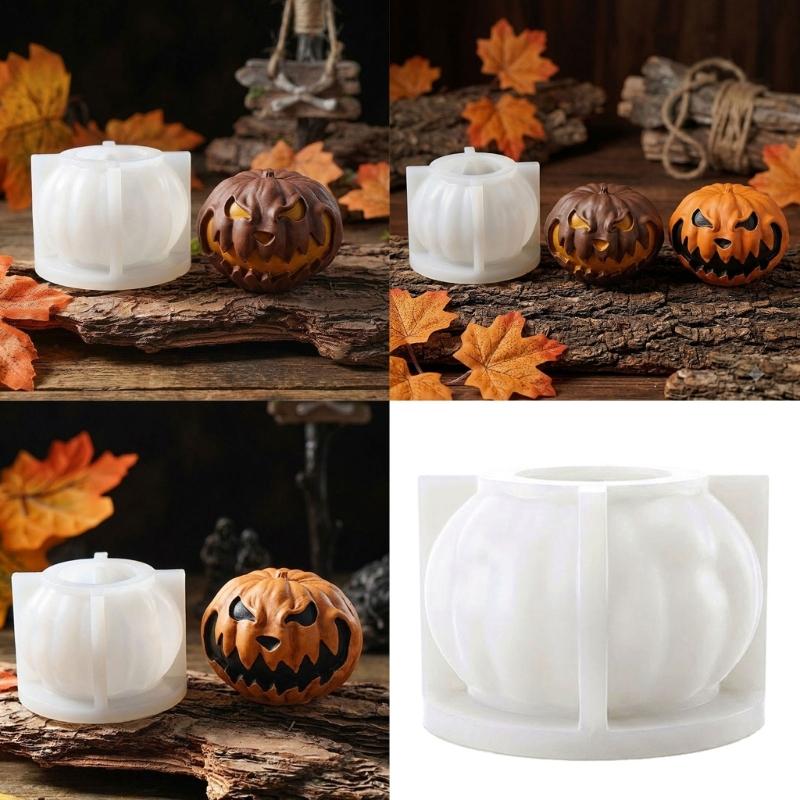 Silicone Pumpkin Resin Casting Tool for Halloween Candle Making, Devil Pumpkin Shape Candle Making Tool for DIY Holiday Decoration