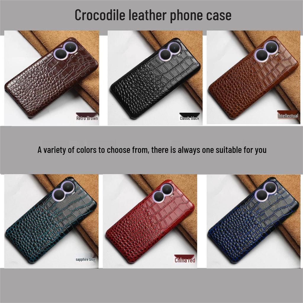 Honor Play 40 Case: Genuine Leather Crocodile Pattern Half-Cover for Play 30Plus & 20Pro