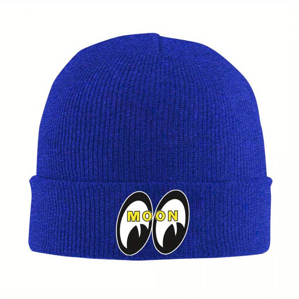 Mond Augen Motorradrennen Strickmütze für Damen Unisex Skullies Beanies Herbst Wintermütze Acryl JDM Hip Hop Kappen