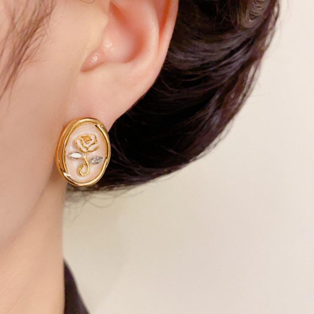 Ear Jewelry Rose Flower Earrings Light Luxury Sweet Stud Earrings Vintage Earrings Women Female