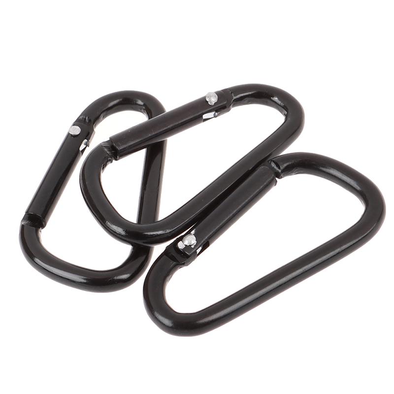 10Pieces Black D Shaped Aluminum Alloy Carabiner Hook Keychain Accessories