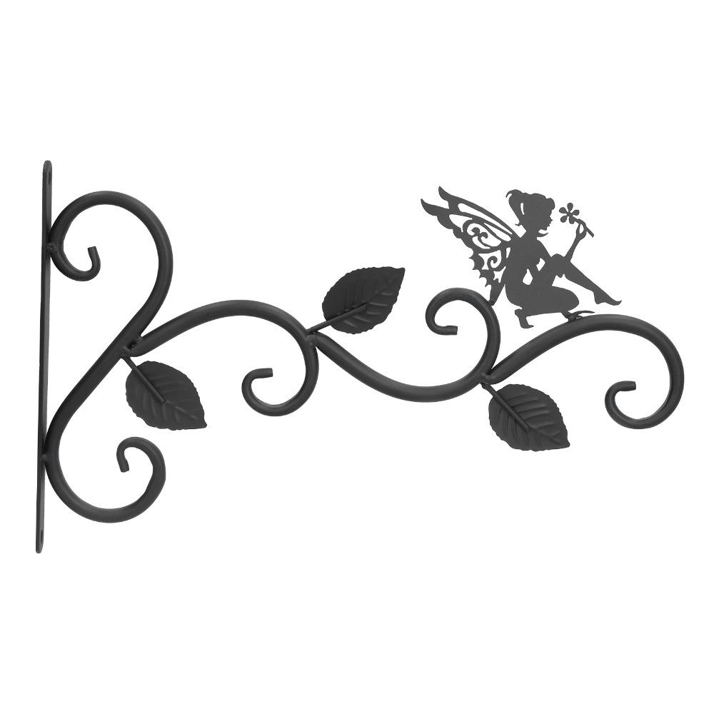 Black Wall Mount Rack Iron Garden Hanger Decorative Hanging Bracket Indoor Space