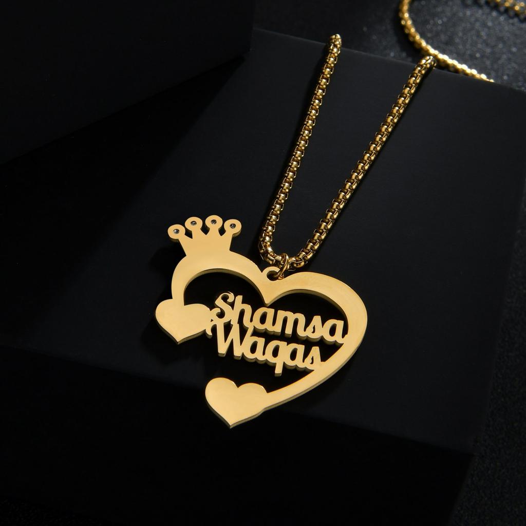 Atoztide Personalized Custom Name Necklace for Women Stainless Steel Heart Brtterfly Letter Choker Chain Pendant Jewelry Gift