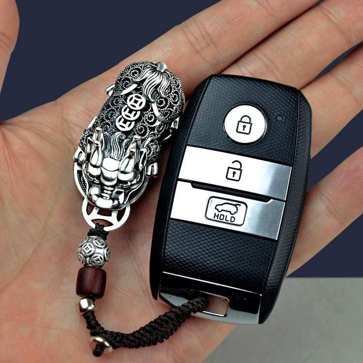 999 Sterling Silver Car Keychain Pendant Men's and Women's Personalized Creative High-end Key Ring Silver Car Hanging Silver Jewelry