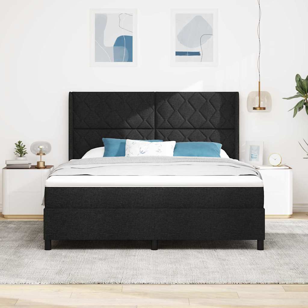 Box Spring Bed with Headboard Black 200 x 180 cm Fabric