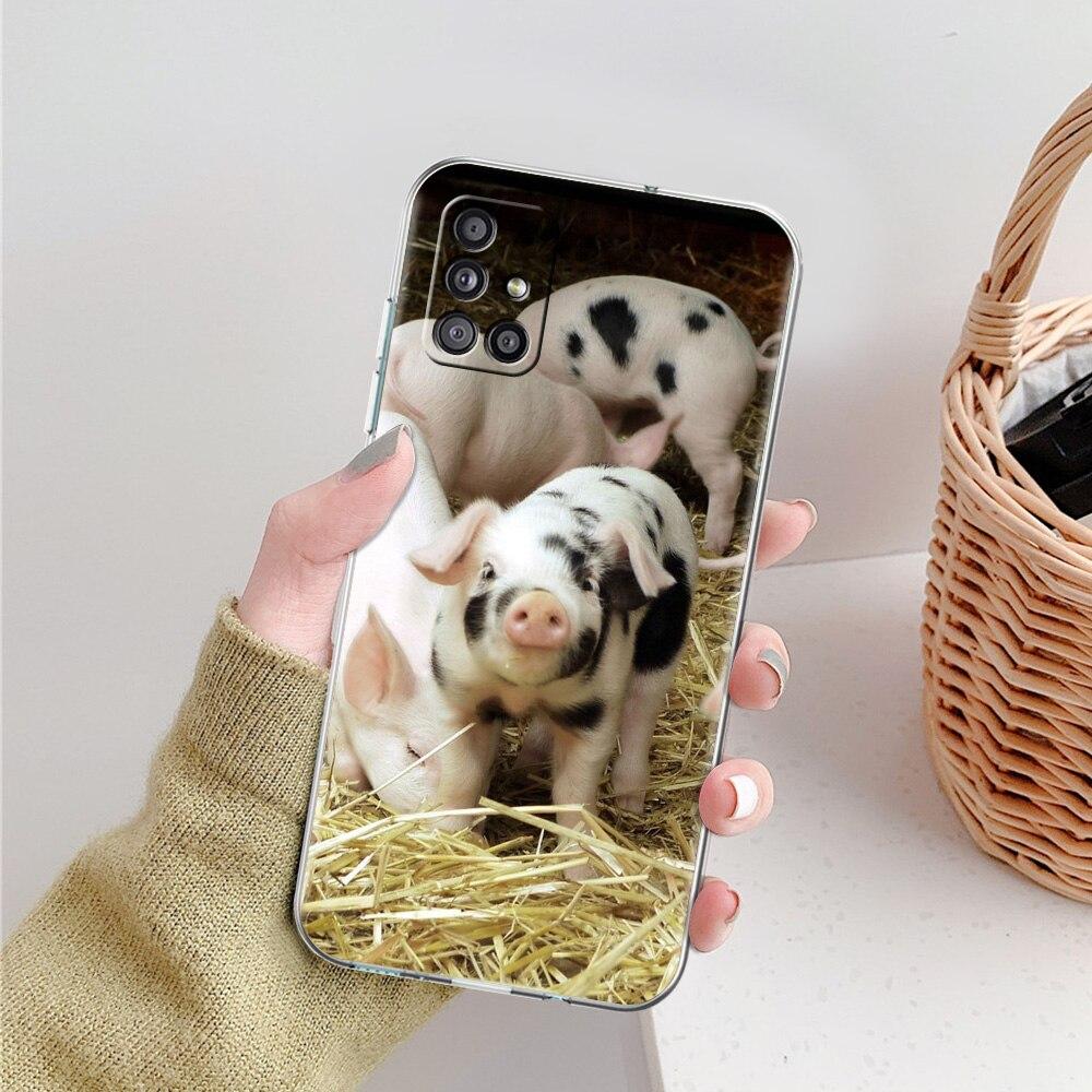 

Милый розовый чехол для телефона с маленькой свинкой для Samsung Galaxy A51 A71 A21S A12 A11 A31 A41 A52 A32 A72 A01 A03S A22 A13 A50 Прозрачная крышка Samsung A22