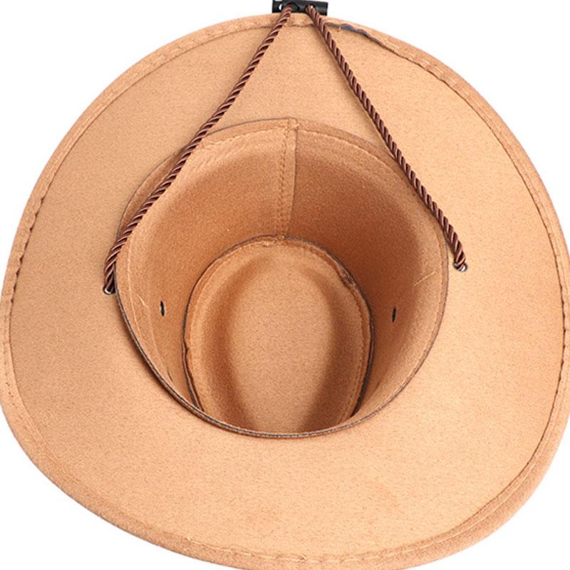 Adult Western Suede Hat Wide Brim Western Cowboy Hat Vintage Knight Top Hat Cowboy Outdoor Hiking Travelling Summer Cap