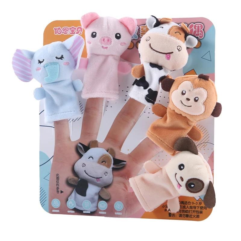 Children Animal Education Dolls Baby Finger Plush Doll Kids Hand Finger Puppets Toy Teaching Aids Boys Girls Tell Story Material