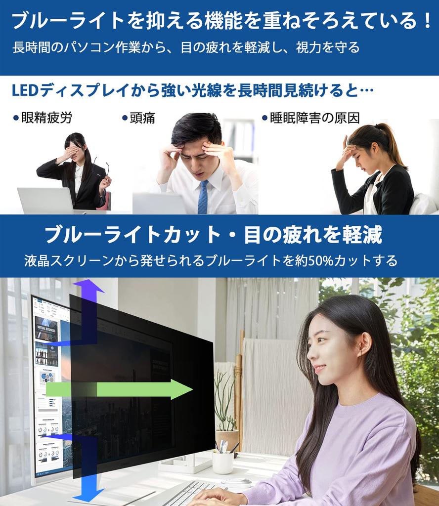 19.5-inch 16:9 Privacy Filter, Blue Light Blocking, Anti-Reflection, Anti-Peeping, Double-Sided, for PC Monitors