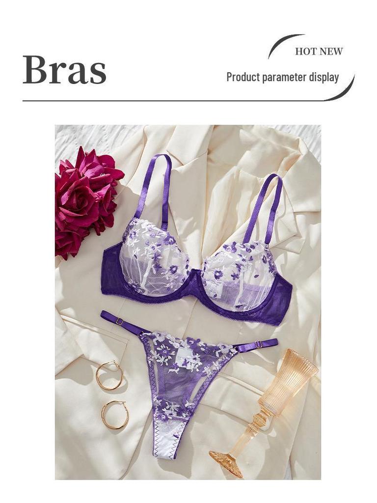 Ensemble de Lingerie en Maille à Fleurs Brodées Français: Design Sexy et Séduisant en Stock
