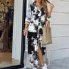 Autumn Long Dress Long Sleeve Shirt Dress Women Denim Long Dresses Pocket Button Shirt Print Dress Casual Loose Dresses